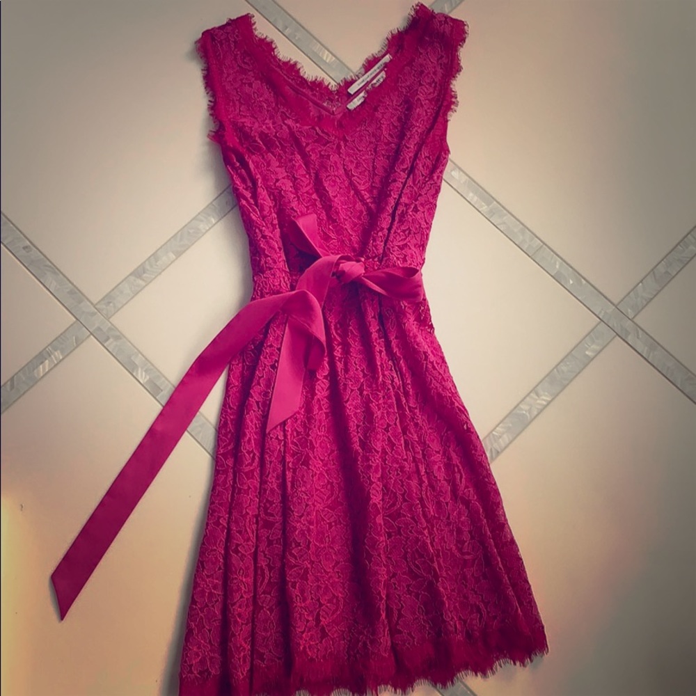Pink lace DVF sleeveless dress